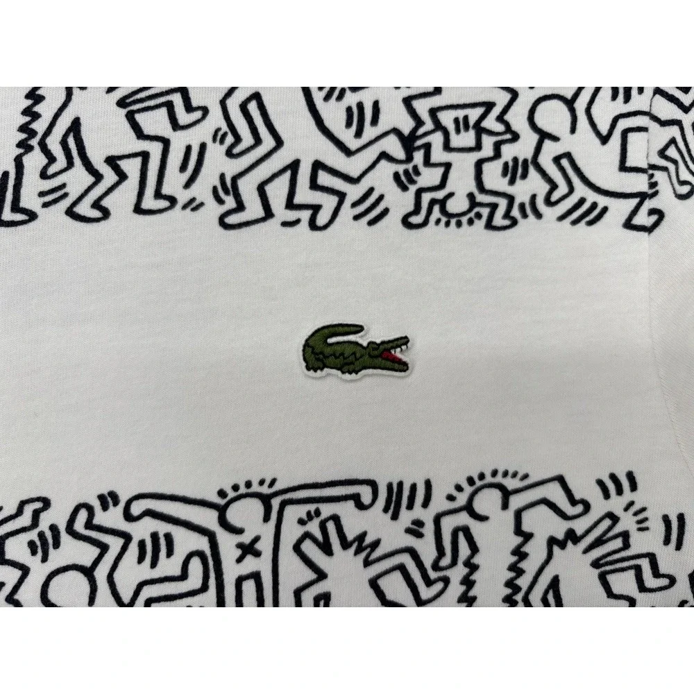 Lacoste x Keith Haring T-Shirt Mens Small White Graphic Art Tee FA10619